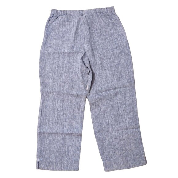 Vtg Chicos Design Linen Pants Blue Gray Wide Leg Pockets High Rise Cropped Large - Picture 1 of 6